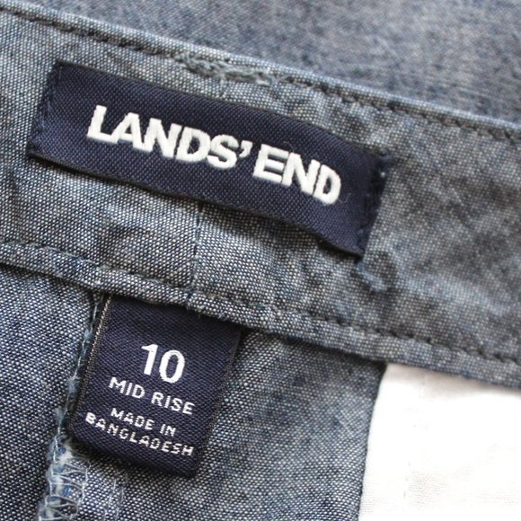 LAND'S END Blue Woven 100% Cotton Bermuda Walking Shorts Size 10 NEW - Picture 2 of 7